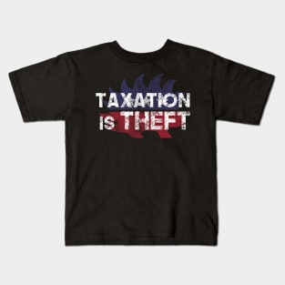 Libertarian Porcupine Taxation is theft - white Kids T-Shirt